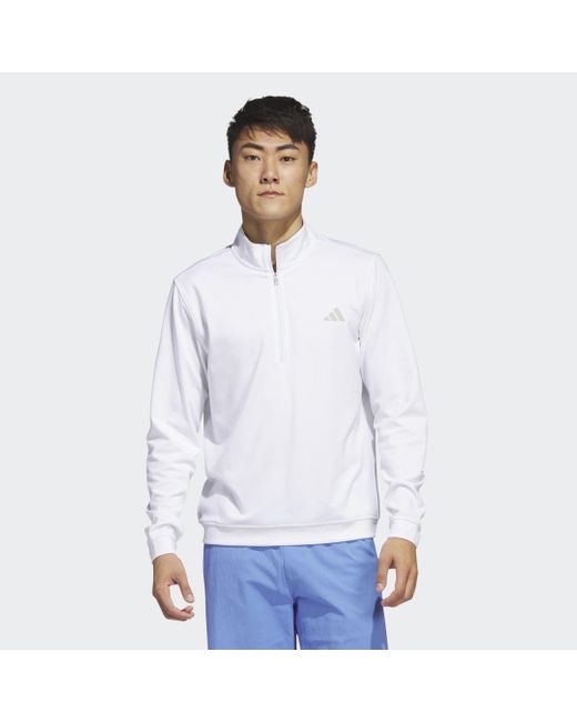 Felpa Elevated 1/4-Zip di Adidas in White da Uomo