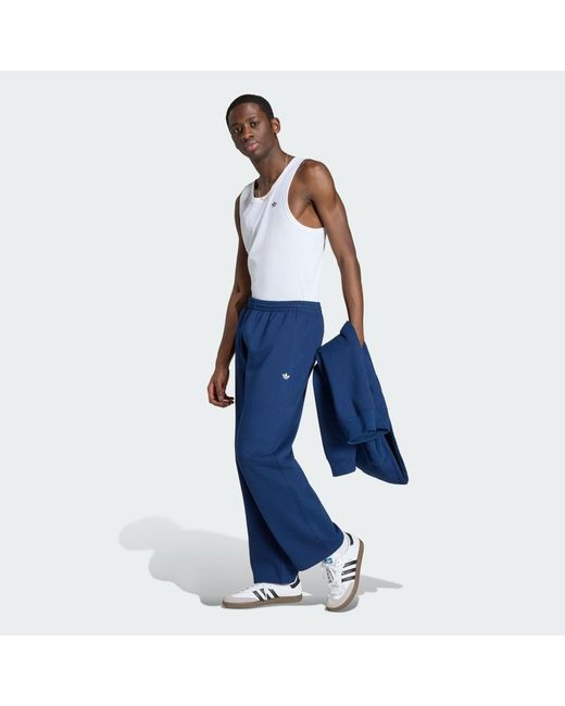 Adidas Blue Trefoil Essentials Open Hem Joggers for men
