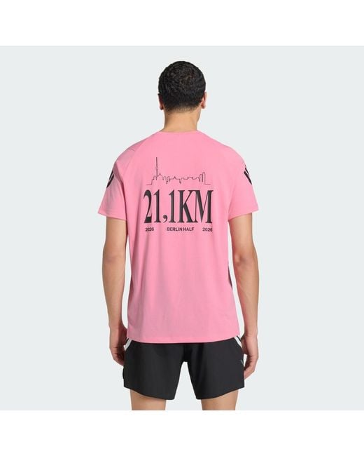 Adidas Pink Berlin Half Marathon T-Shirt for men