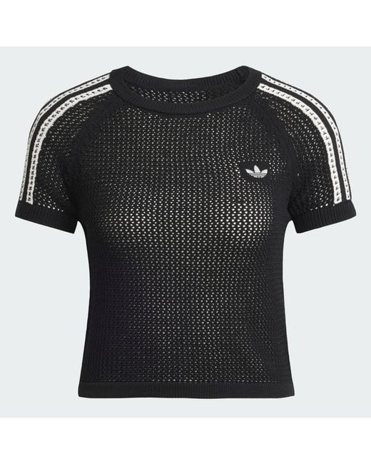 Adidas Originals Black Knitted Crochet Cali T-Shirt