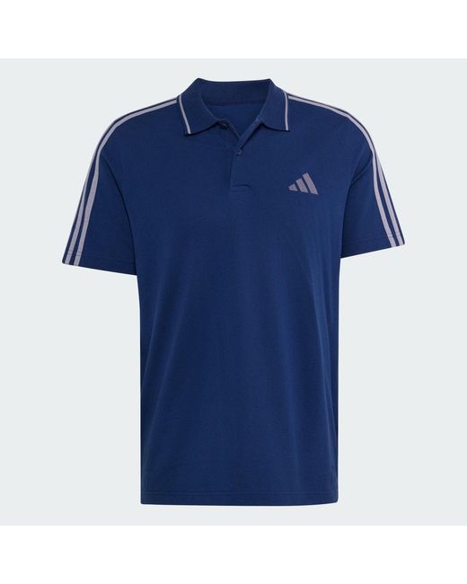 Adidas Blue Essentials 3-Stripes Pique Polo Shirt for men