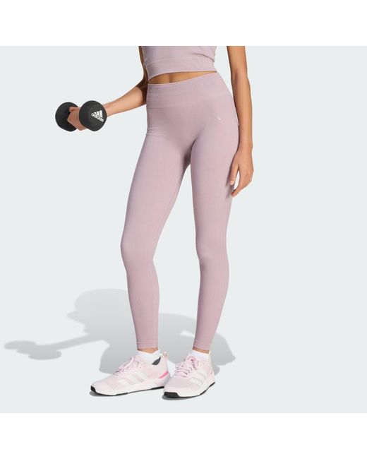 Adidas Pink Workout Essentials Full-Length Knit Leggings