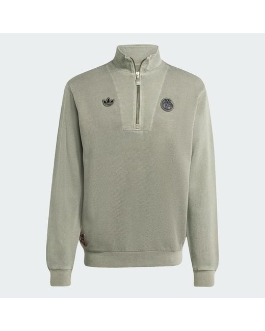 Adidas Gray Fc Bayern Terrace Icons Half-Zip Top for men