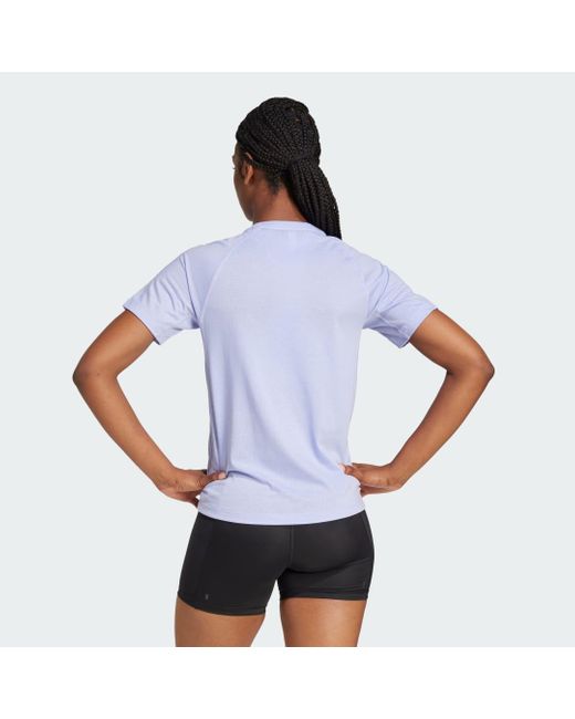 Adidas Blue Own The Run 3-Stripes Tee
