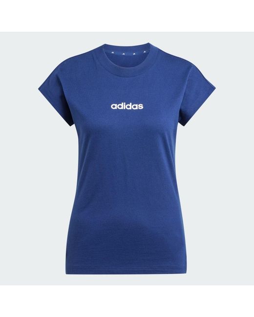 Adidas Blue Essentials Linear Cotton T-Shirt