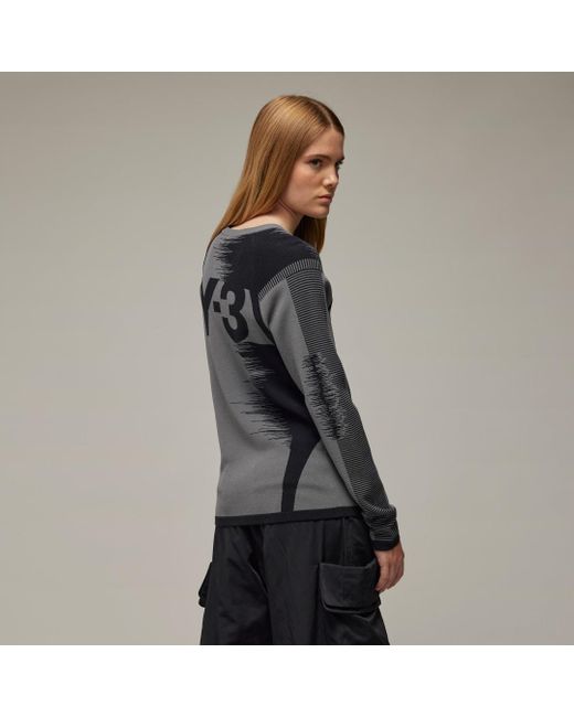 Adidas Gray Y-3 Logo Knit Sweatshirt