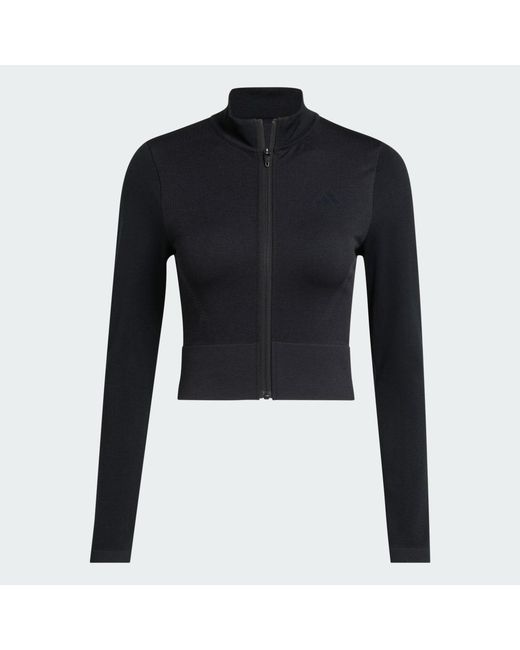 Adidas Black Knit Full-zip Sweatshirt