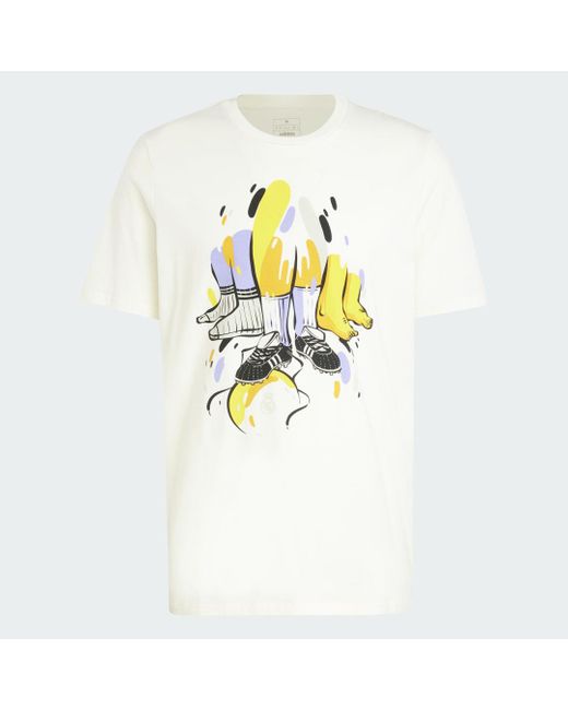 Adidas White Real Madrid Seasonal Graphic T-Shirt for men