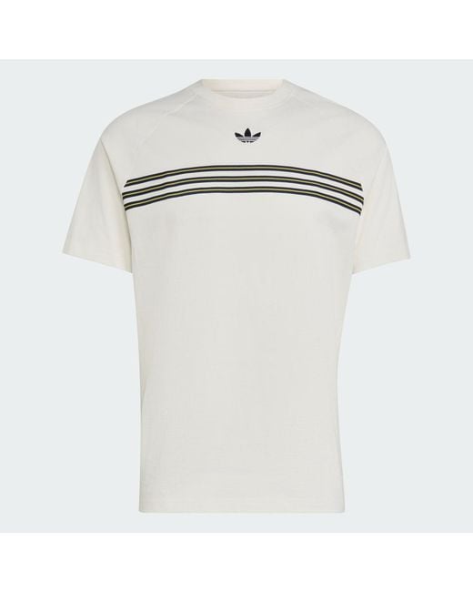 Adidas Originals White Chest Stripes T-Shirt for men