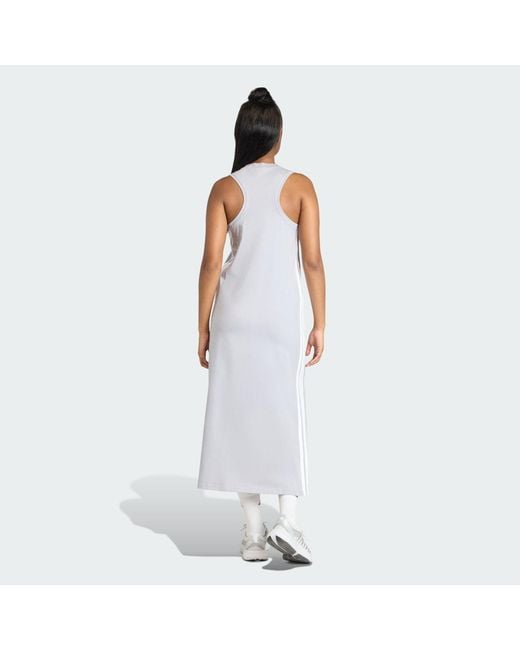 Adidas White Essentials 3-Stripes Long Racerback Dress