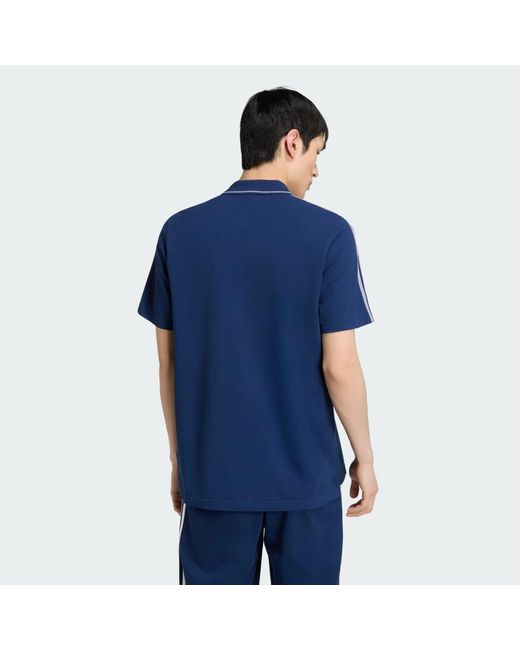 Adidas Blue Essentials 3-Stripes Pique Polo Shirt for men