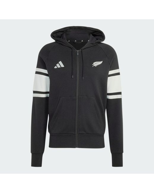 Adidas Black New Zealand Rugby Leisurewear Full Zip Hoodie for men