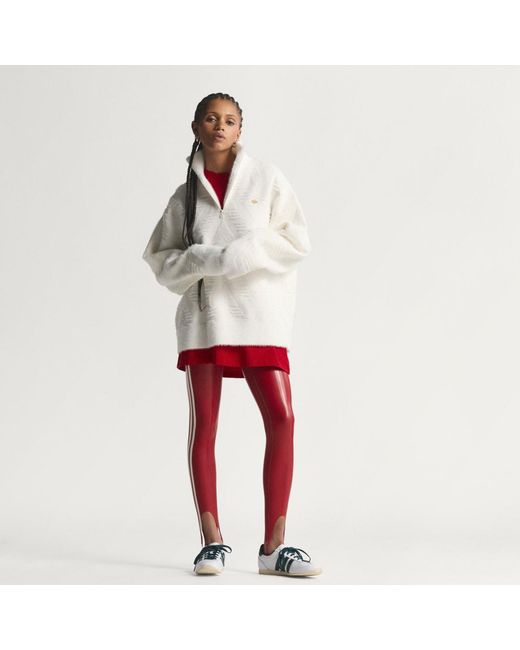 Adidas White Knitted Half-Zip Sweater