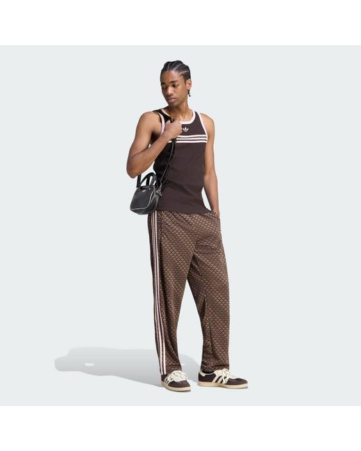 Adidas Brown Firebird Loose Monogram Track Tracksuit Bottoms for men