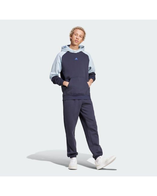 Adidas Blue Sportswear Fleece Colorblock Track Suit for men