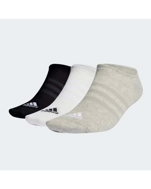 Adidas Black Thin And Light No-Show Socks 3 Pairs