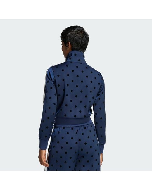 Adidas Blue Satin Polka Dots Tt Track Top