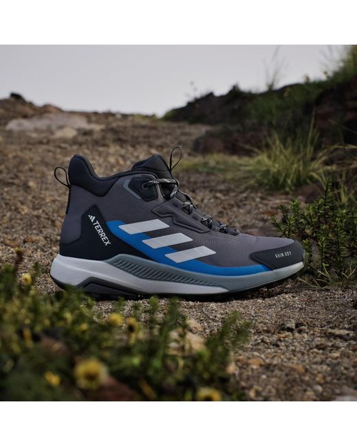 Adidas Blue Terrex Anylander Mid Rain.Rdy Hiking Shoes for men