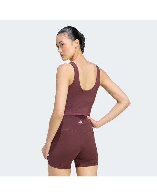 Adidas Purple 3 Stripes Studio All Me Light Support Tank Top