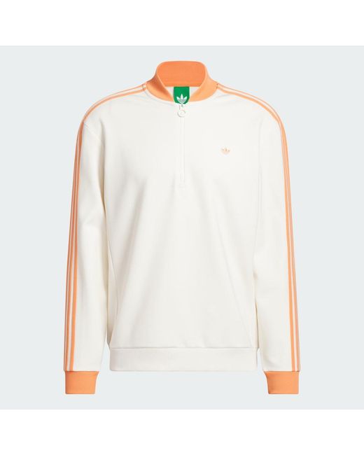 Adidas White Originals 3-Stripes 1/4 Zip Sweatshirt for men