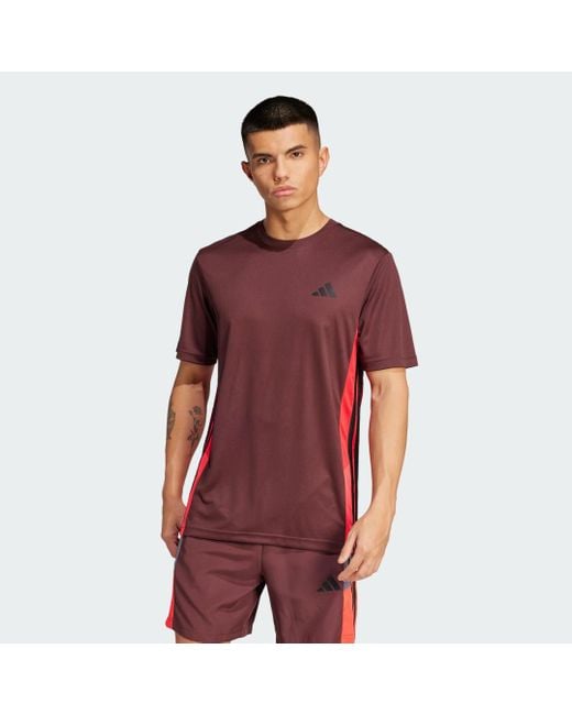 Adidas Red Train Essentials Seasonal Colorblock Tee for men