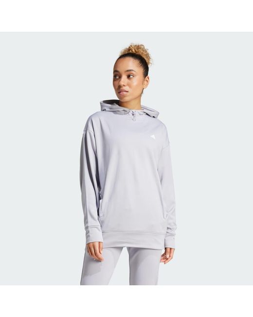 Adidas Blue Aeroready Game And Go Fleece Hoodie