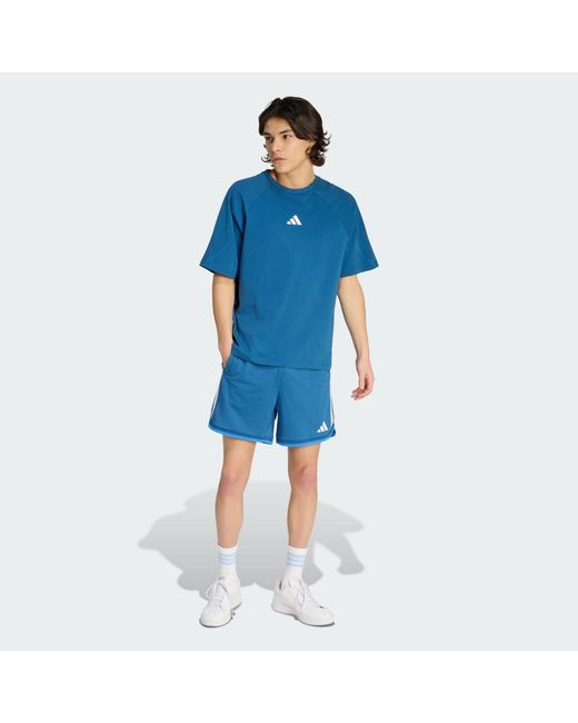 Adidas Blue Stadium Mesh Shorts for men