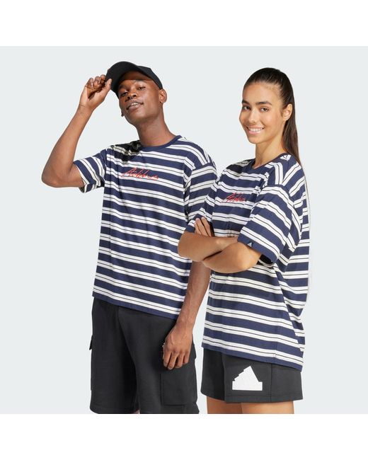 Adidas Blue Americana Striped T-Shirt