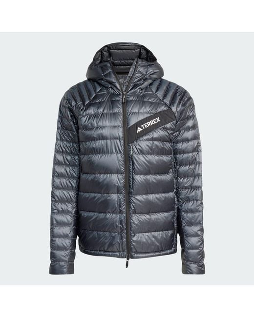 Adidas Blue Terrex Techrock Climawarm+ Down Hooded Jacket for men