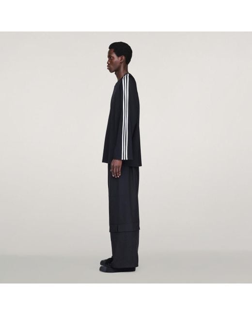 T-Shirt Y-3 A Maniche Lunghe 3 Strisce di Adidas in Blue
