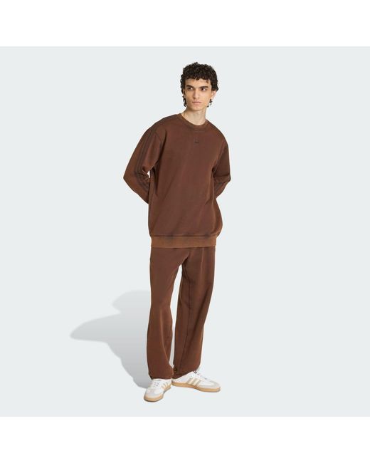 Adidas Brown Premium Essentials Retro Washed Open Hem Joggers for men