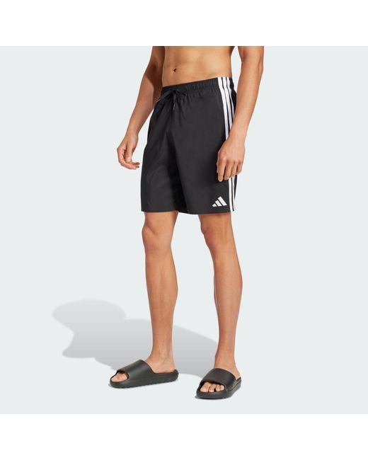 Adidas Blue 3-Stripes Swim Shorts 8-Inch for men