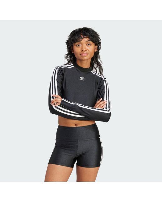Adidas 3-stripes Cropped Longsleeve in het Black