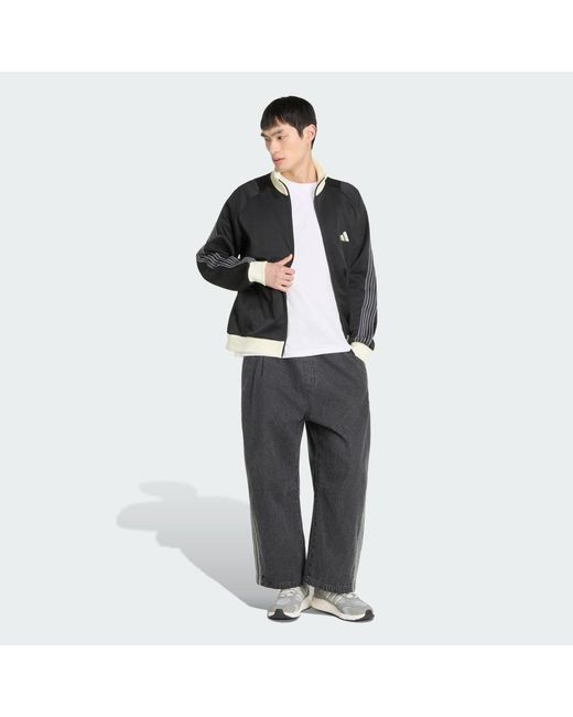 Adidas Black Stadium Regular Fit Pique Tracktop for men