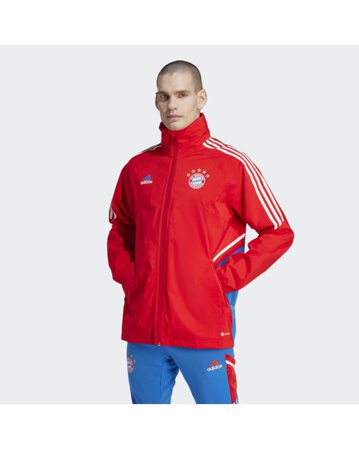 Giacca impermeabile Condivo 22 FC Bayern München di Adidas in Red da Uomo