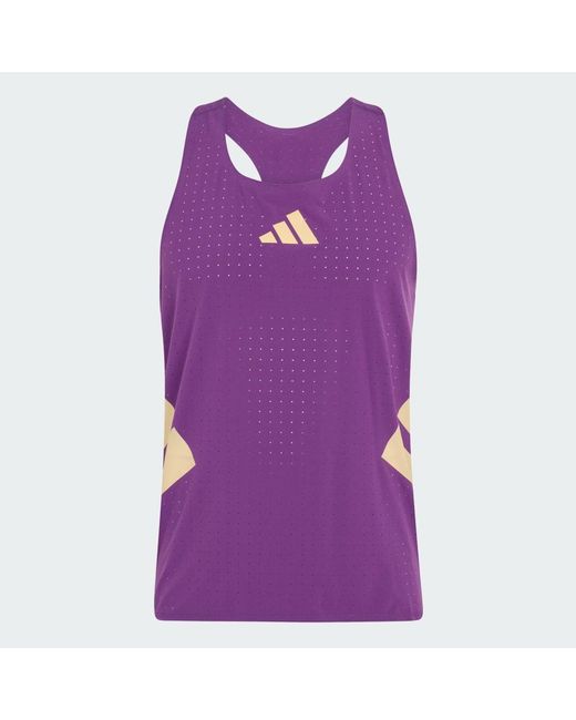 Adidas Purple Adizero Road To Records Tank Top for men