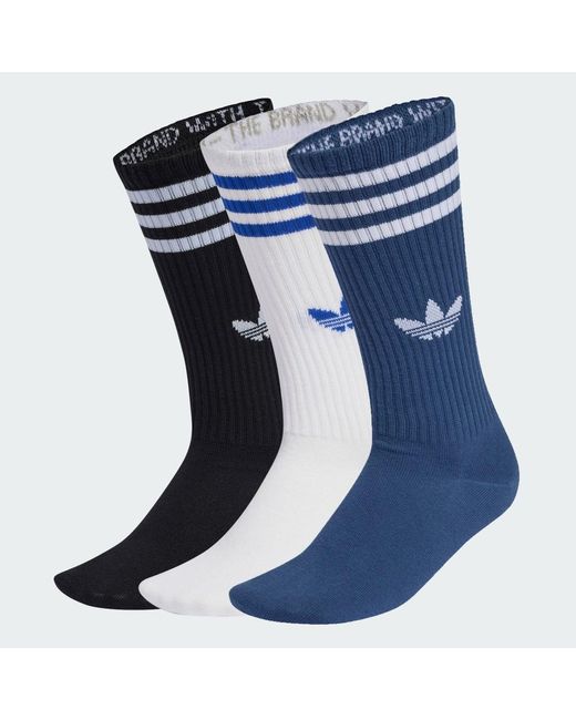 Adidas Originals Blue 3-Stripes High Crew Socks 3 Pairs
