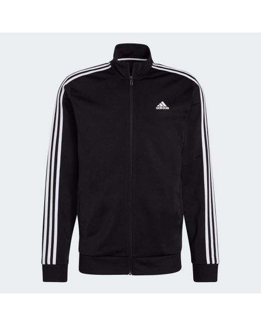 Adidas Black Essentials Warm-Up 3-Stripes Track Jacket for men