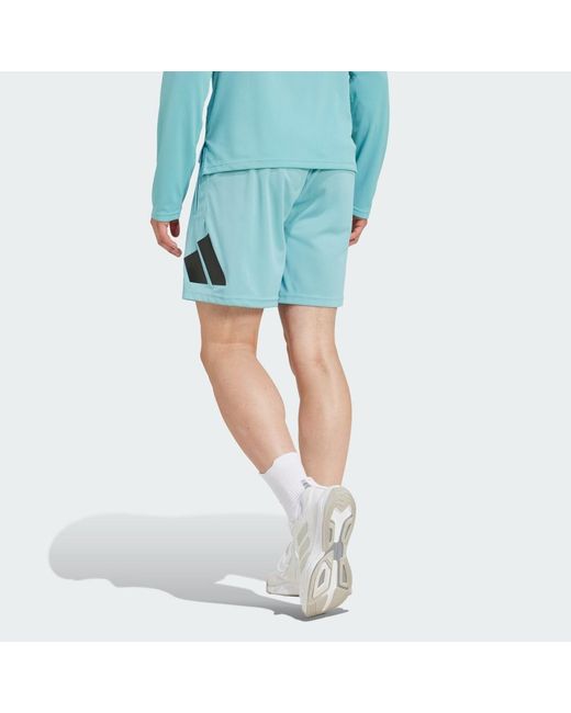 Adidas Blue Train Essentials Logo Training Shorts for men