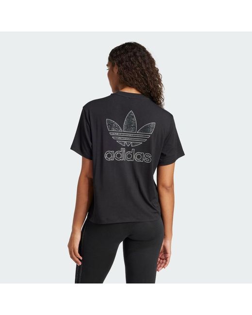 Adidas Originals Black Snakeskin Trefoil Tee