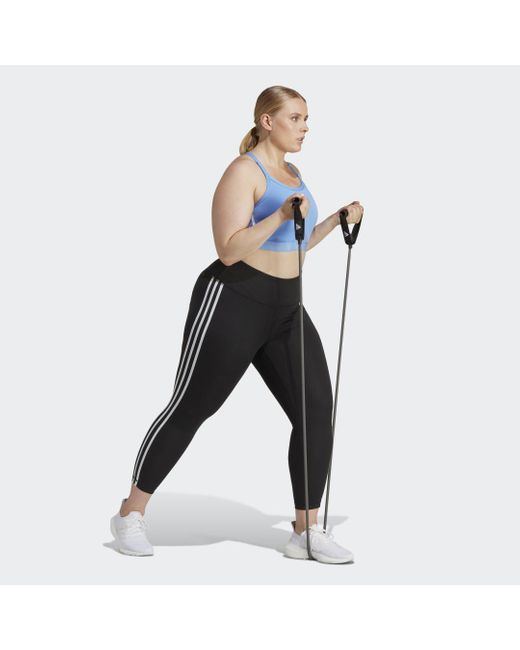 Adidas Originals Black Train Essentials 3-stripes High-waisted 7/8 Leggings (plus Size)