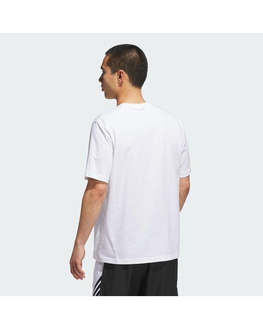 Adidas White Basketball Graphic Tee for men