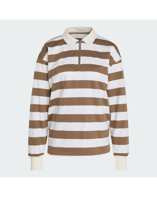 Adidas White Essentials Contemporary French Terry Longsleeve Polo