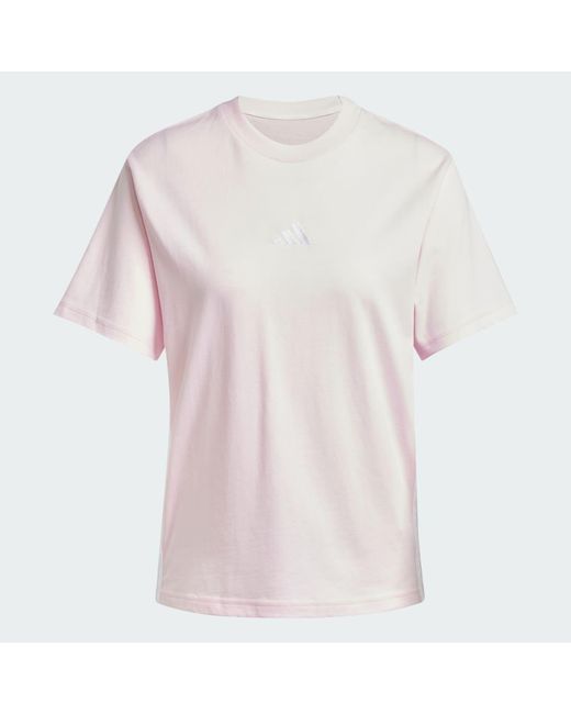 Adidas White Essentials 3-Stripes Cotton Tee