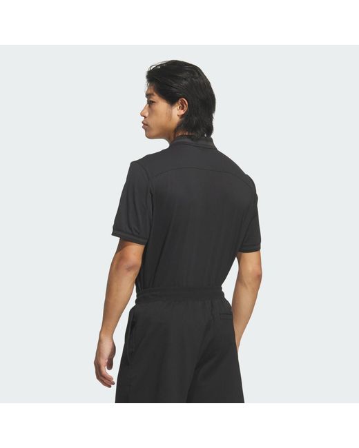 Adidas Black Beyond The Course Vent Twistknit Polo Shirt for men