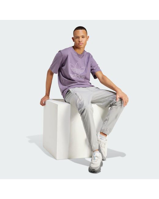 Adidas Purple Adicolor Outline Trefoil T-shirt for men