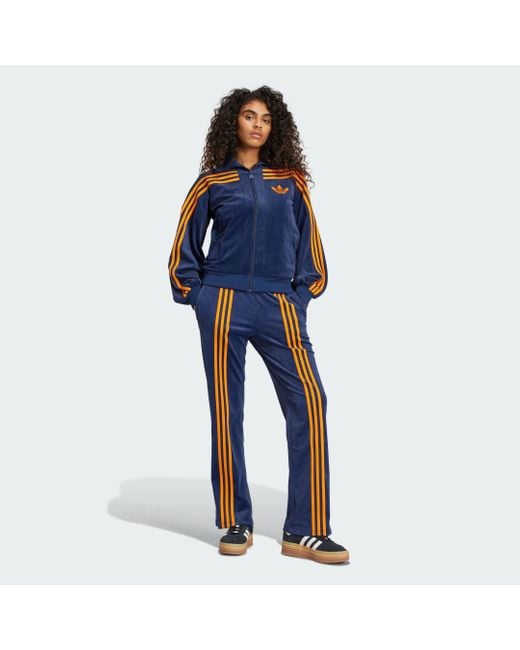 adidas 70S Velour Track Top in Blue | Lyst UK