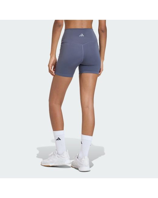 Adidas Blue 3 Stripes Studio All Me Booty Short Leggings