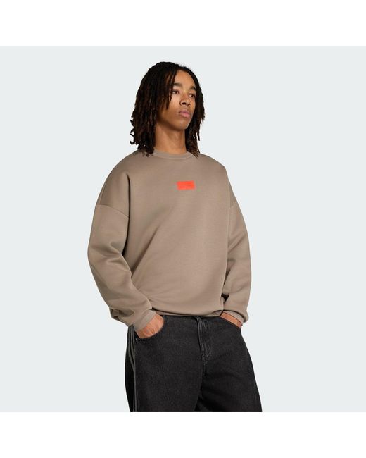 Adidas Brown Audi Revolut F1 Team Elevated Crew Sweat Sweatshirt for men