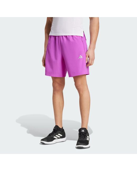 Adidas Originals Purple Gym+ Training 3-Stripes Woven Shorts for men